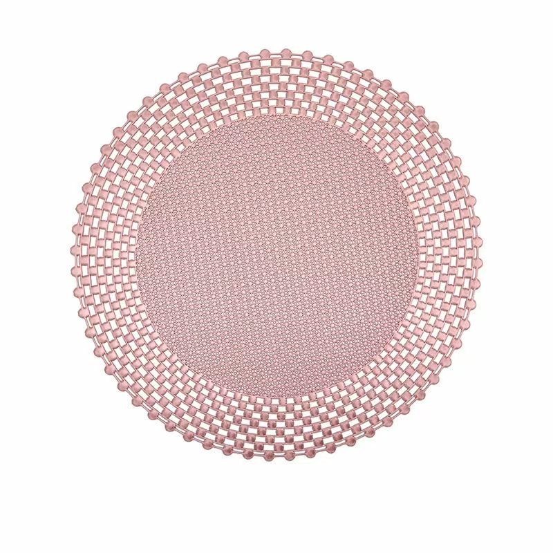 Heat-insulating and gold-embossed hotel placemats, European-style mirror hollowed-out table MATS, round decorative table MATS details Picture