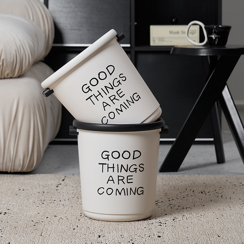 M80-6915 Graffiti-style trash can, simple pressure ring for home kitchen, living room, toilet and bathroom, 9.5L details Picture