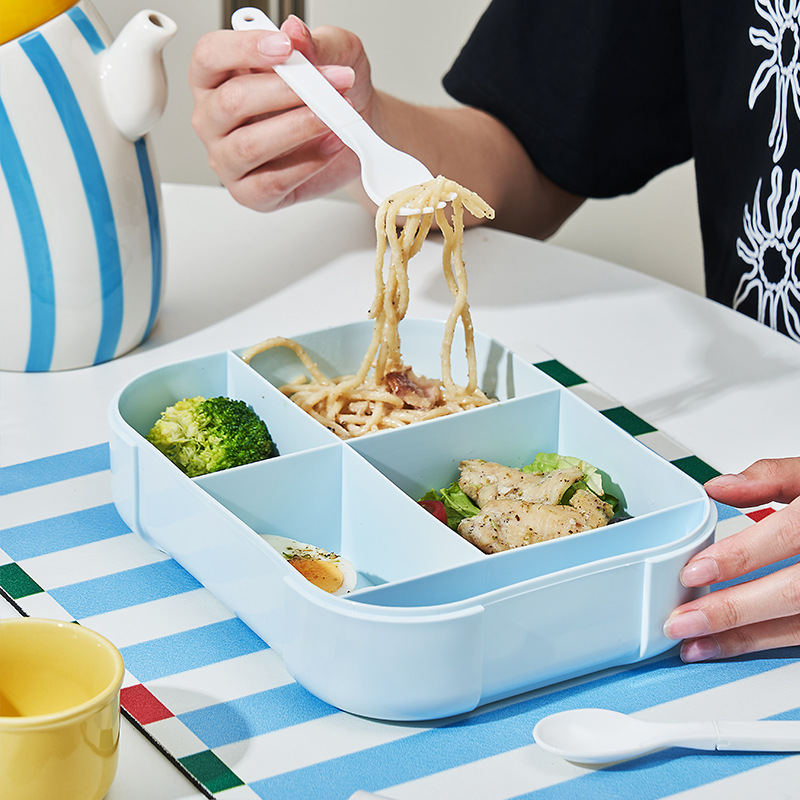 J06-6968 Large-capacity cartoon compartments plastic multi-compartment lunch box, student lunch box, microwave oven, daily necessities, tableware, food preservation box, lunch box, plastic portable lunch box, food preservation bowl, self-heating lunch box, kitchenware details Picture