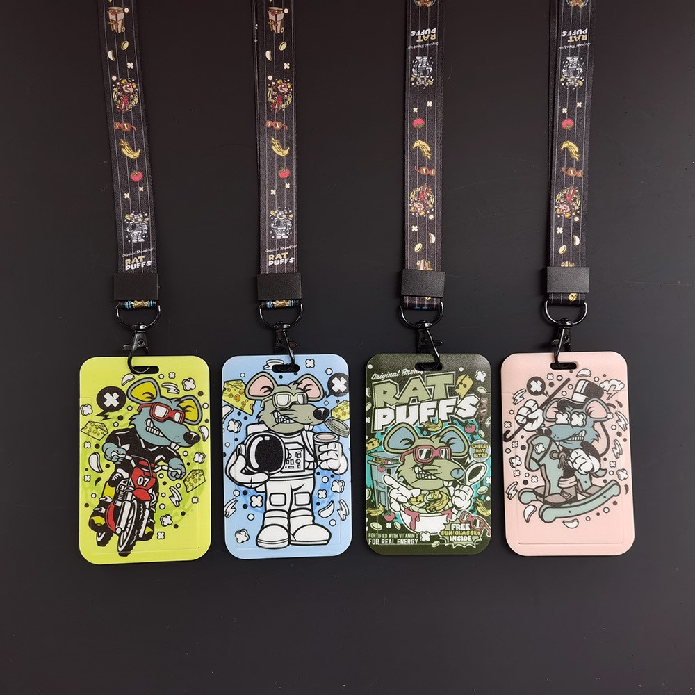 Cool mouse sliding cover card holder, work name tag, factory name clip, lanyard, work ID card, lanyard, work name tag, student school name tag details Picture