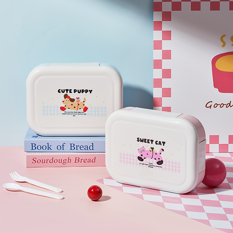 J06-6968 Large-capacity cartoon compartments plastic multi-compartment lunch box, student lunch box, microwave oven, daily necessities, tableware, food preservation box, lunch box, plastic portable lunch box, food preservation bowl, self-heating lunch box, kitchenware Application Scenario