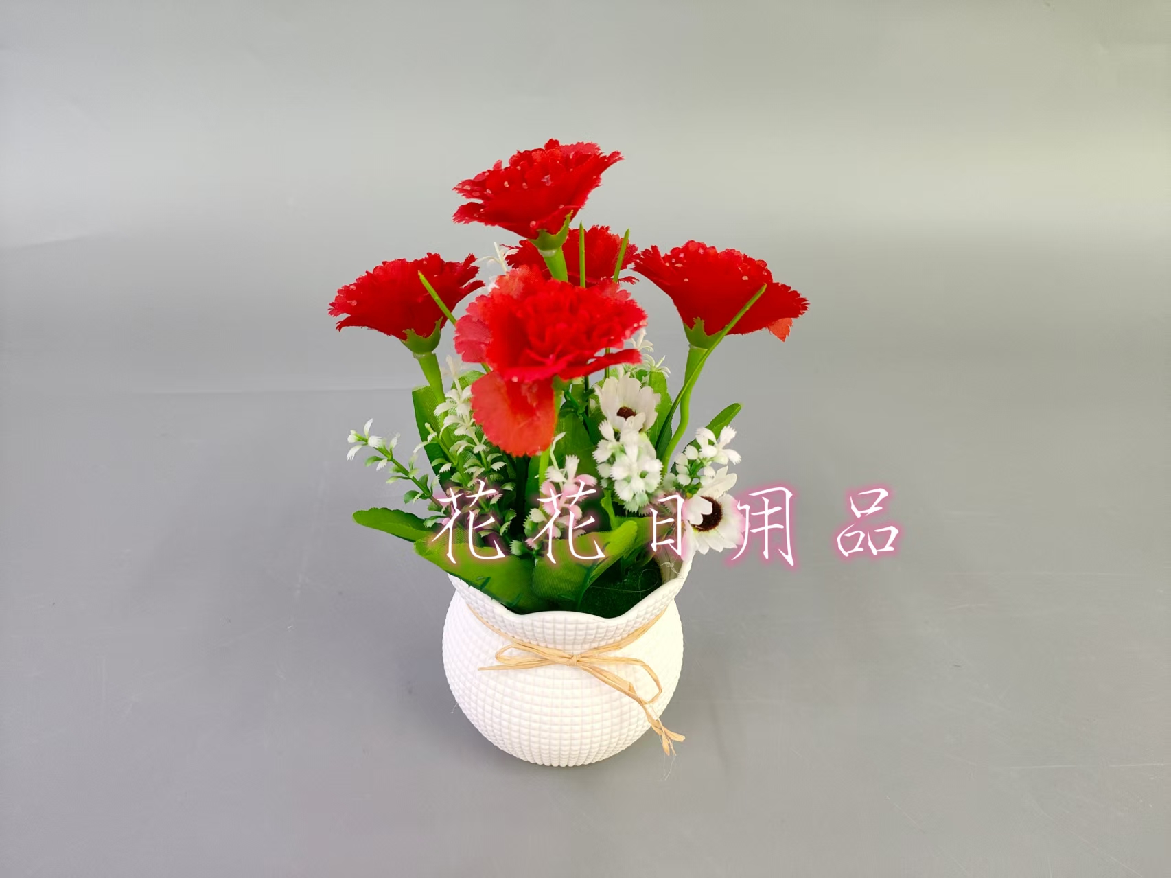 Artificial flowers, fake flowers, bonsai, plastic POTS, water drop carnations, decorative ornaments details Picture