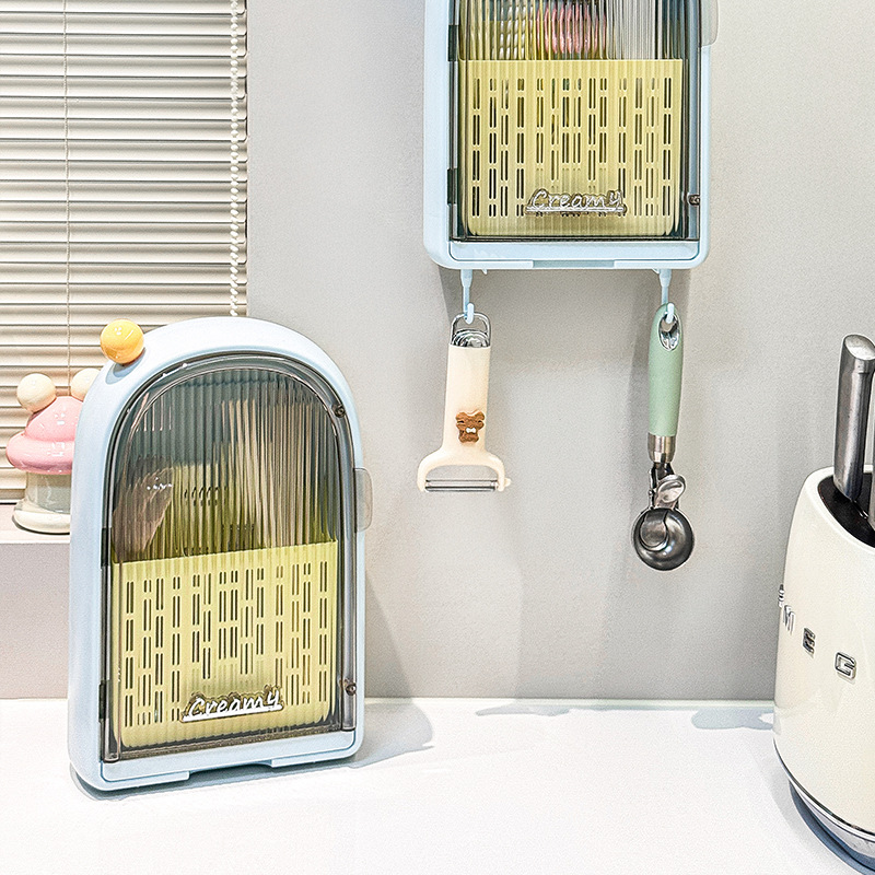 J06-7000 Dopamine chopstick holder, non-drilling kitchen storage rack, spoon storage rack, plastic wall-mounted draining storage box