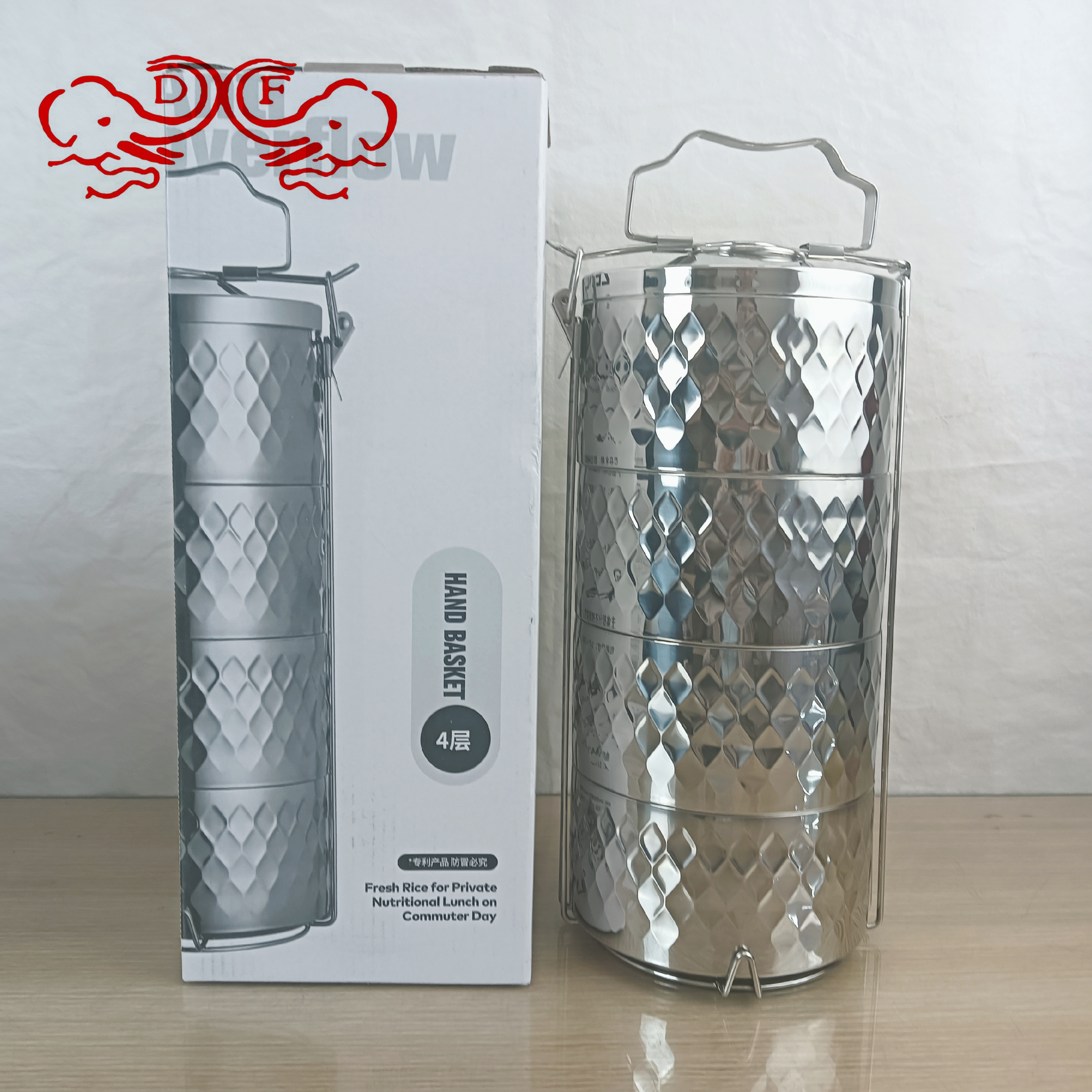 DF99510 Stainless steel insulated pot, 304 vacuum multi-layer large-capacity rice bucket, anti-overflow and heat-insulating portable lunch box, DF TRADINGHOUSE details Picture