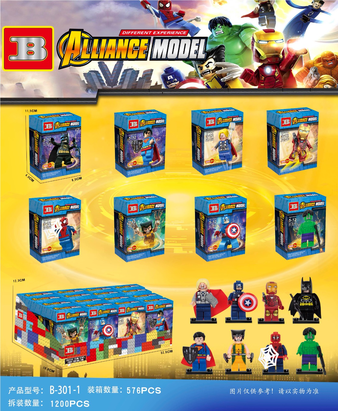 T1925261 Alliance - 8-piece box Set of Building Block Figurines with weapons and baseplates Specification image