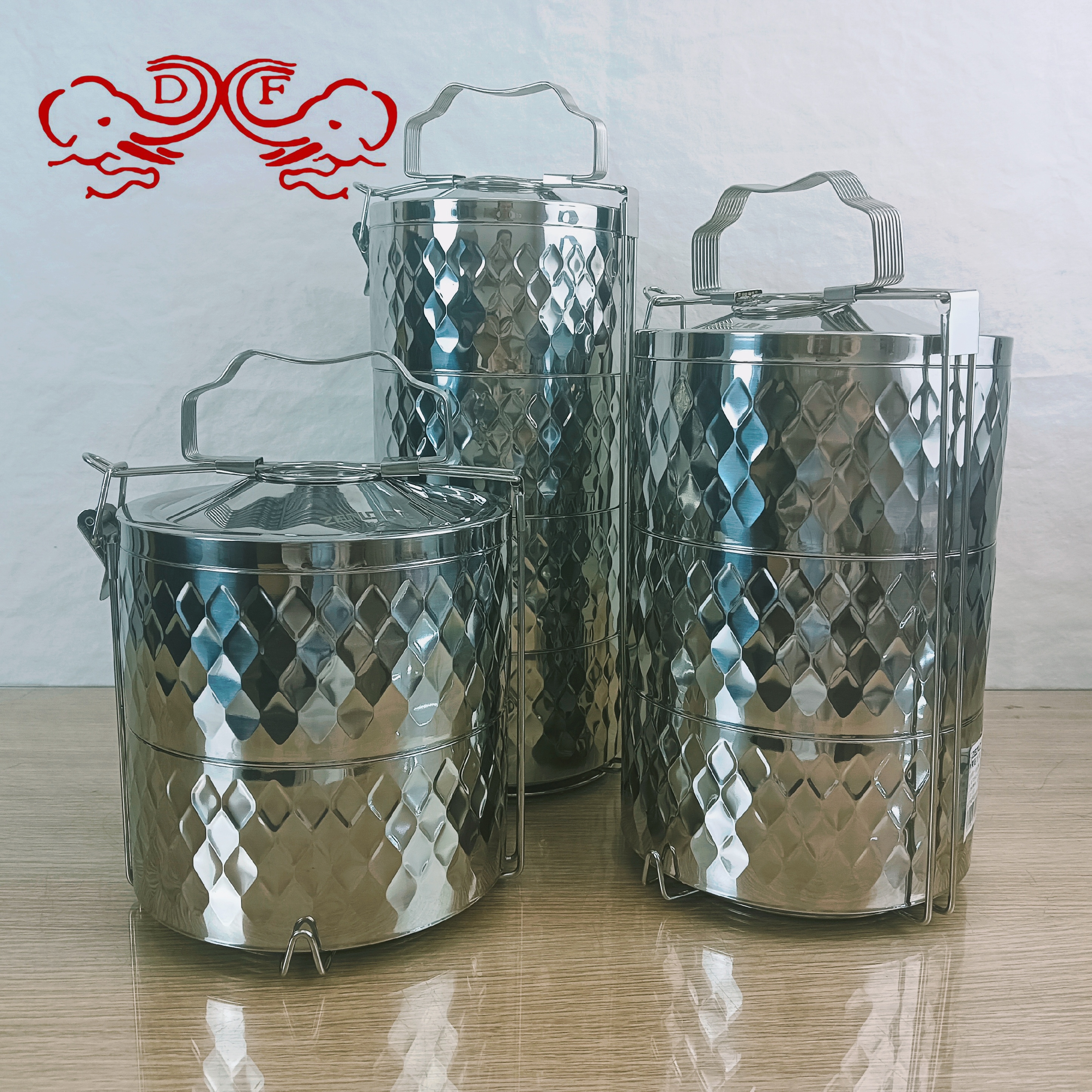 DF99510 Stainless steel insulated pot, 304 vacuum multi-layer large-capacity rice bucket, anti-overflow and heat-insulating portable lunch box, DF TRADINGHOUSE Item Picture