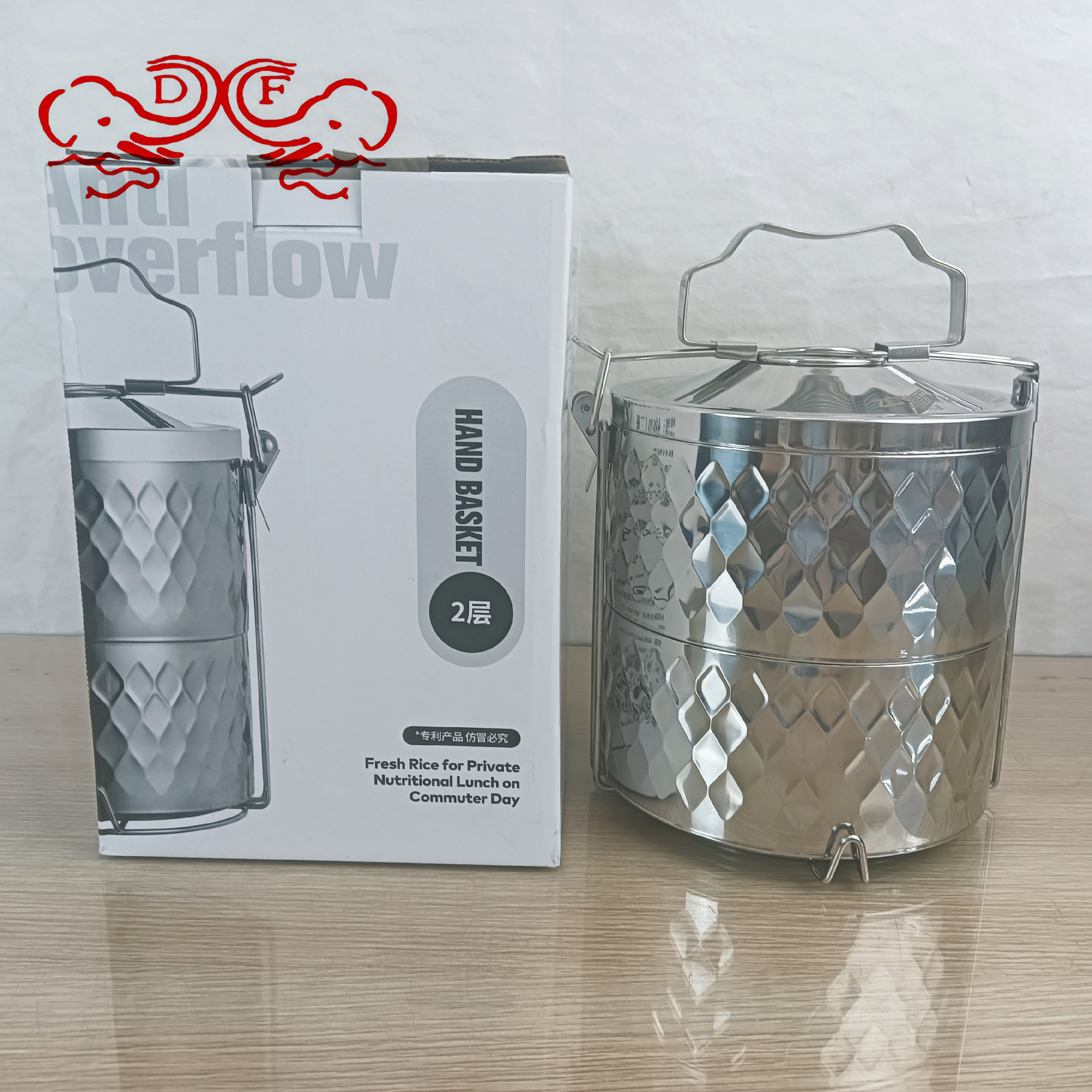 DF99510 Stainless steel insulated pot, 304 vacuum multi-layer large-capacity rice bucket, anti-overflow and heat-insulating portable lunch box, DF TRADINGHOUSE