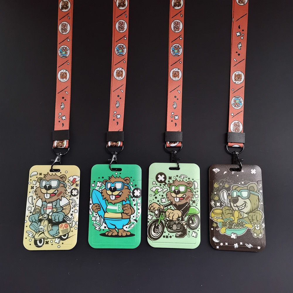 Cool mouse sliding cover card holder, work name tag, factory name clip, lanyard, work ID card, lanyard, work name tag, student school name tag Specification image
