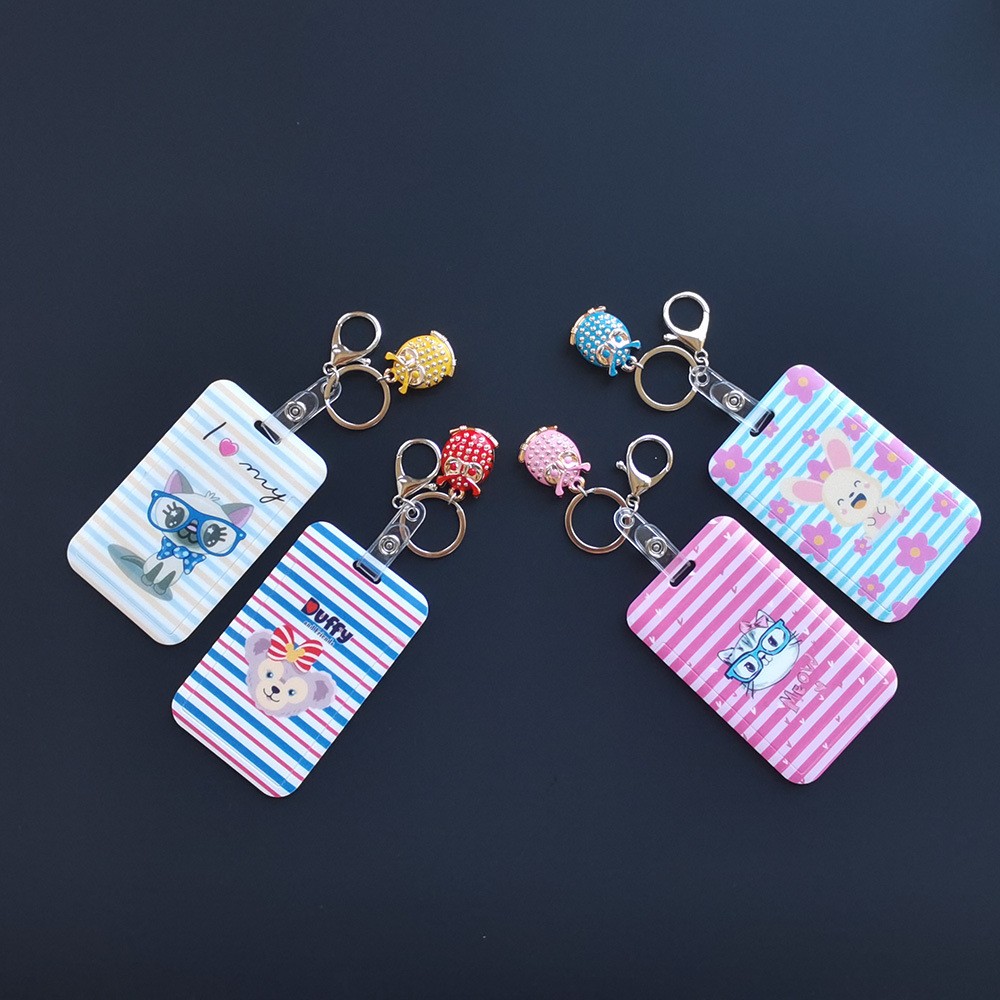 Sliding cover, push-pull, waterproof student meal card, hard card holder, work ID card, cartoon ID card, bus card, wholesale can print logo details Picture
