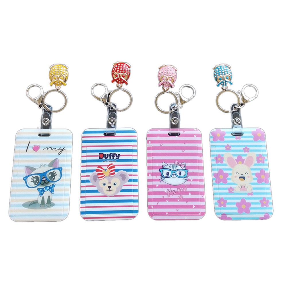 Sliding cover, push-pull, waterproof student meal card, hard card holder, work ID card, cartoon ID card, bus card, wholesale can print logo Item Picture