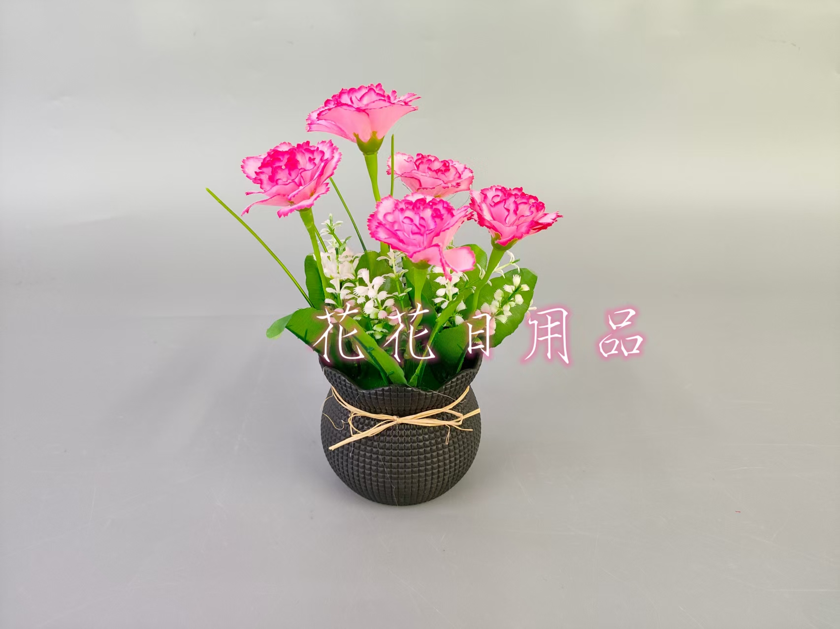 Artificial flowers, fake flowers, bonsai, plastic POTS, water drop carnations, decorative ornaments Item Picture