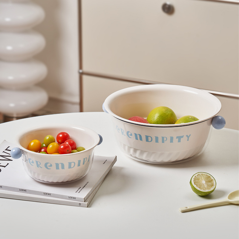 J06-6956 Vegetable washing basin, draining basket, household kitchen, double-layer fruit washing basket, vegetable washing basin, exquisite dopamine small fruit plate details Picture