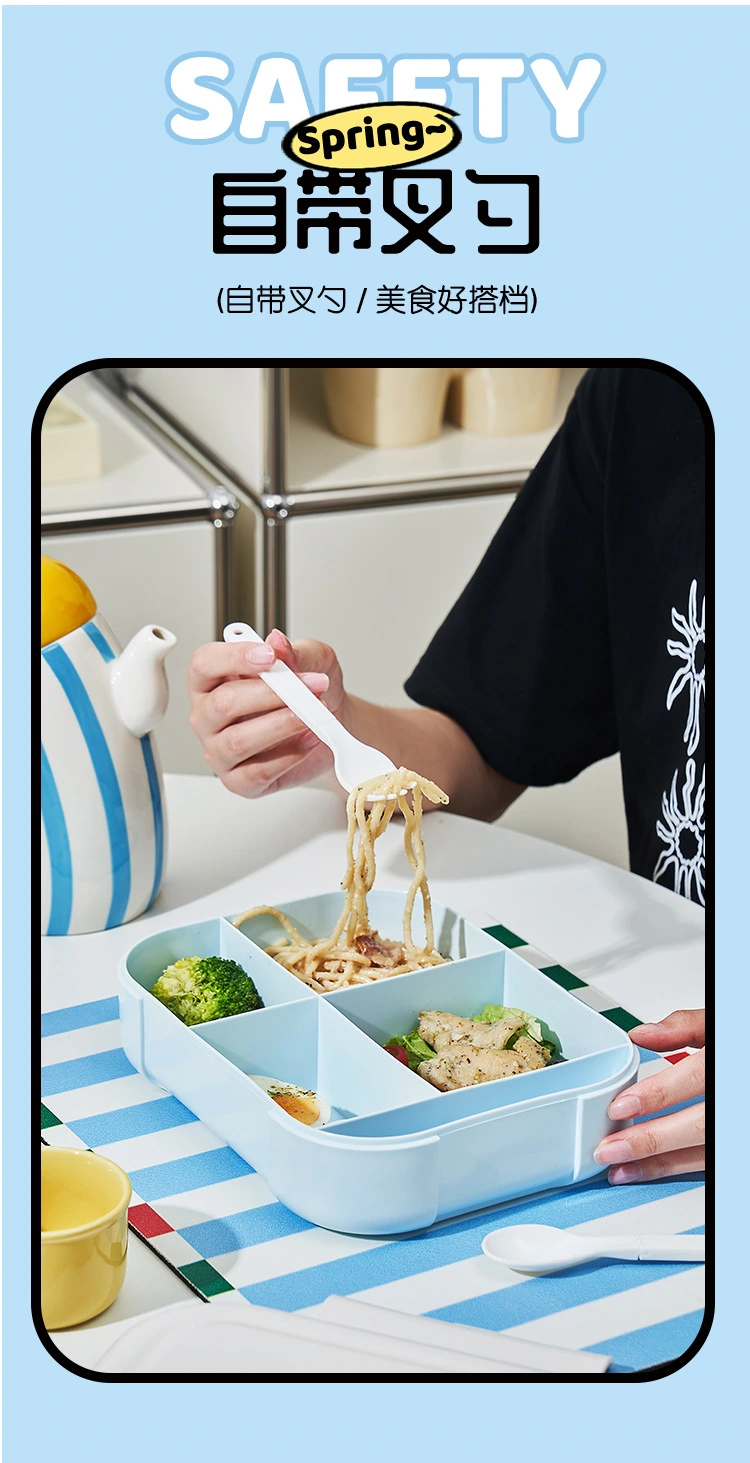 J06-6968 Large-capacity cartoon compartments plastic multi-compartment lunch box, student lunch box, microwave oven, daily necessities, tableware, food preservation box, lunch box, plastic portable lunch box, food preservation bowl, self-heating lunch box, kitchenware detail image 5