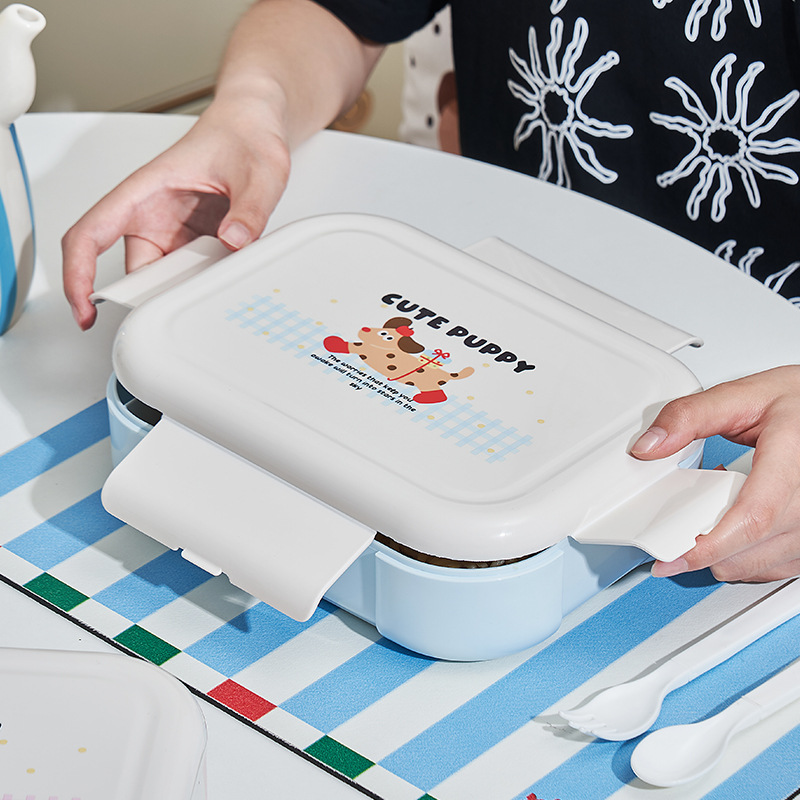 J06-6968 Large-capacity cartoon compartments plastic multi-compartment lunch box, student lunch box, microwave oven, daily necessities, tableware, food preservation box, lunch box, plastic portable lunch box, food preservation bowl, self-heating lunch box, kitchenware
