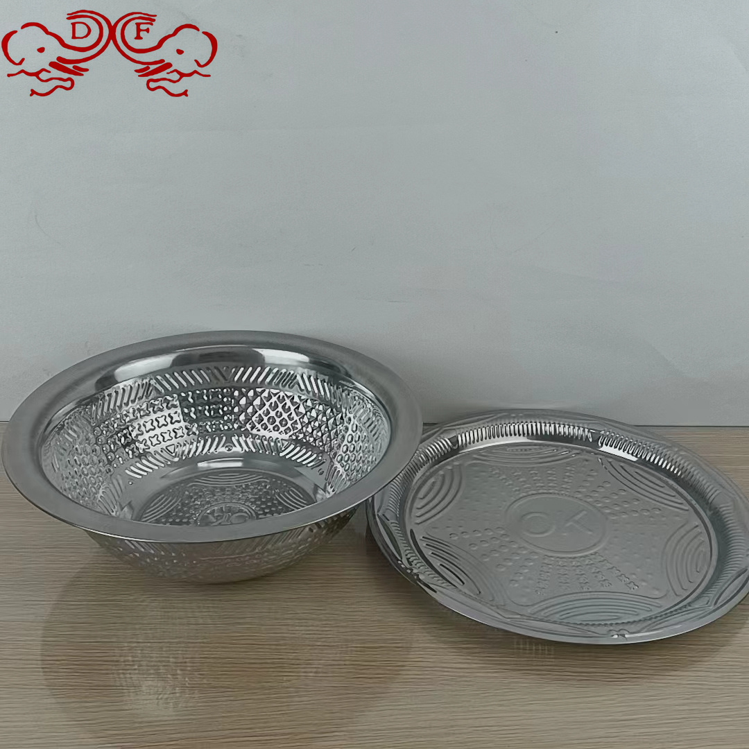 DF99131 extra-thick stainless steel OK set basin, various flower-shaped covered basin, seasoning basin, kitchen soup basin, commercial and household DF TRADINGHOUSE Specification image
