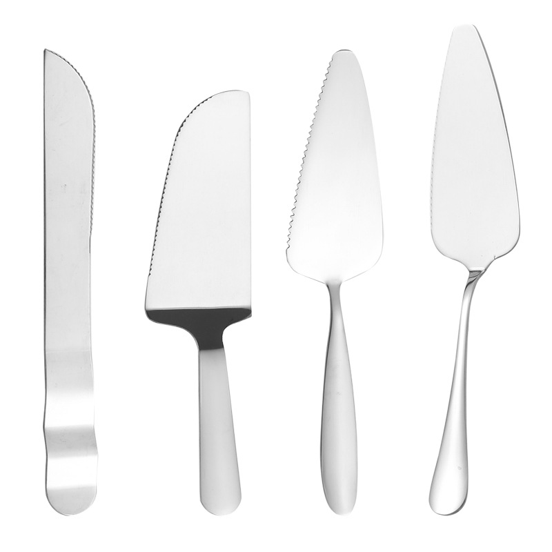 Stainless steel cake knife and fork set, cake spatula and fork set, Western-style dessert dual-purpose fork and spoon, mooncake knife and fork Item Picture