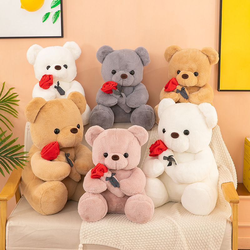 Cute rose bear plush toy, children's doll, Valentine's Day gift, decorative item, plush toy, Rag Doll
