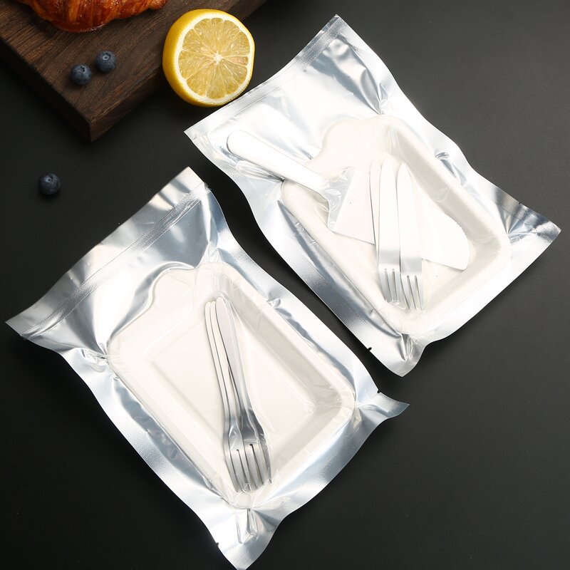 Vacuum stainless steel cake knife, fork, spoon and plate combination birthday cake tableware set, convenient bag, printed LOGO Specification drawing