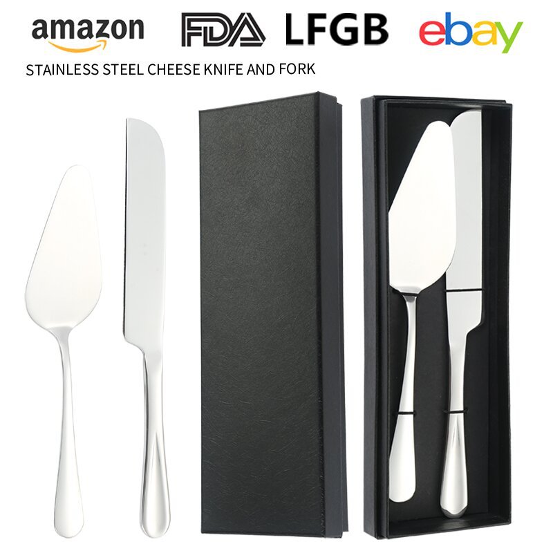 Cross-border Amazon stainless steel cake knife and spatula two-piece set Wedding Creative Party Kitchen Baking set full figure