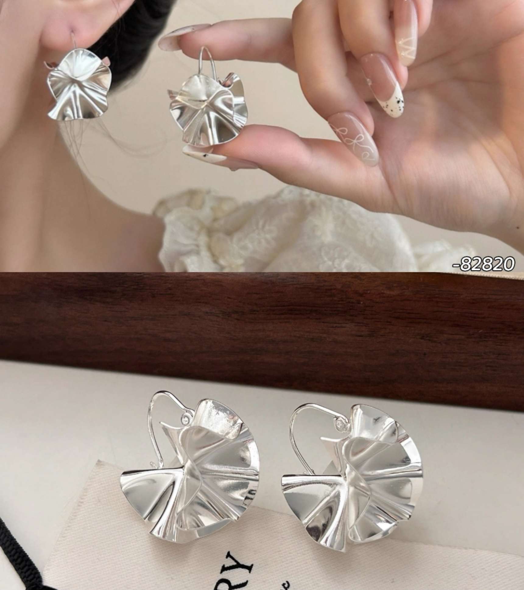 New pleated ear hooks, irregular double-sided flower stud earrings, high-end women's light luxury earrings, commuter style earrings, a bestseller in live-streaming by Internet celebrities Application Scenario