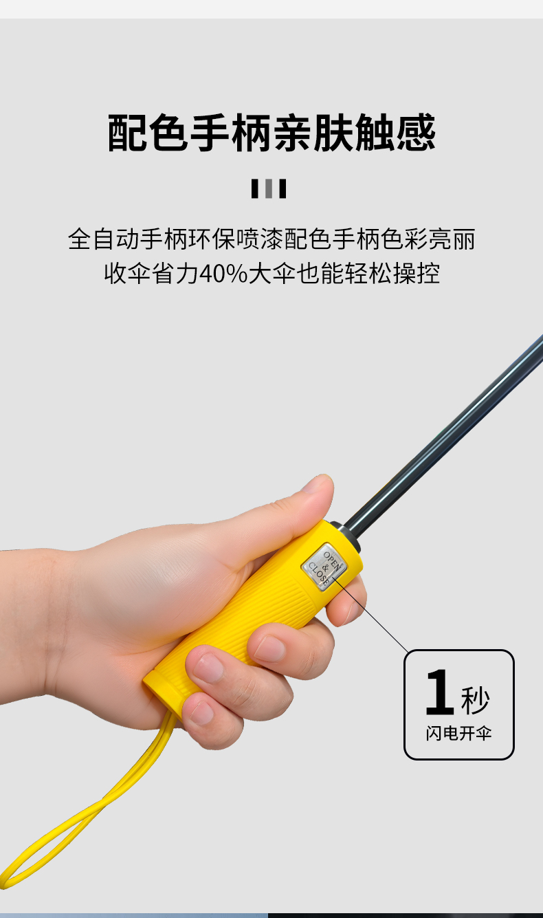 S3023 Large fully automatic umbrella Solid color black rubber umbrella Self-opening and closing umbrella suitable for both men and women, large universal umbrella for sunny and rainy days wholesale pic 9