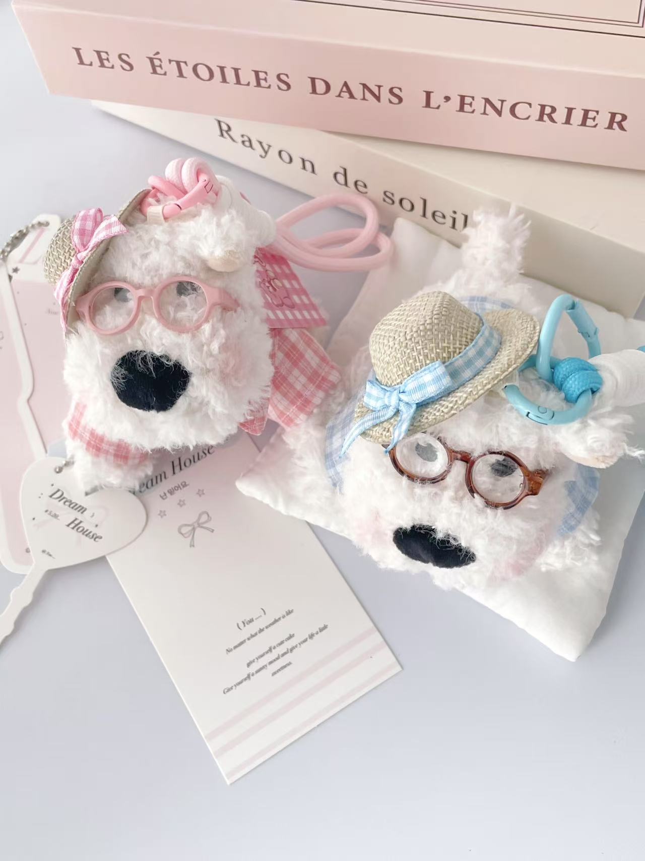 Plush and cute ice cream, West Highland schoolbag pendant, messy puppy keychain pendant, cartoon gift doll details Picture