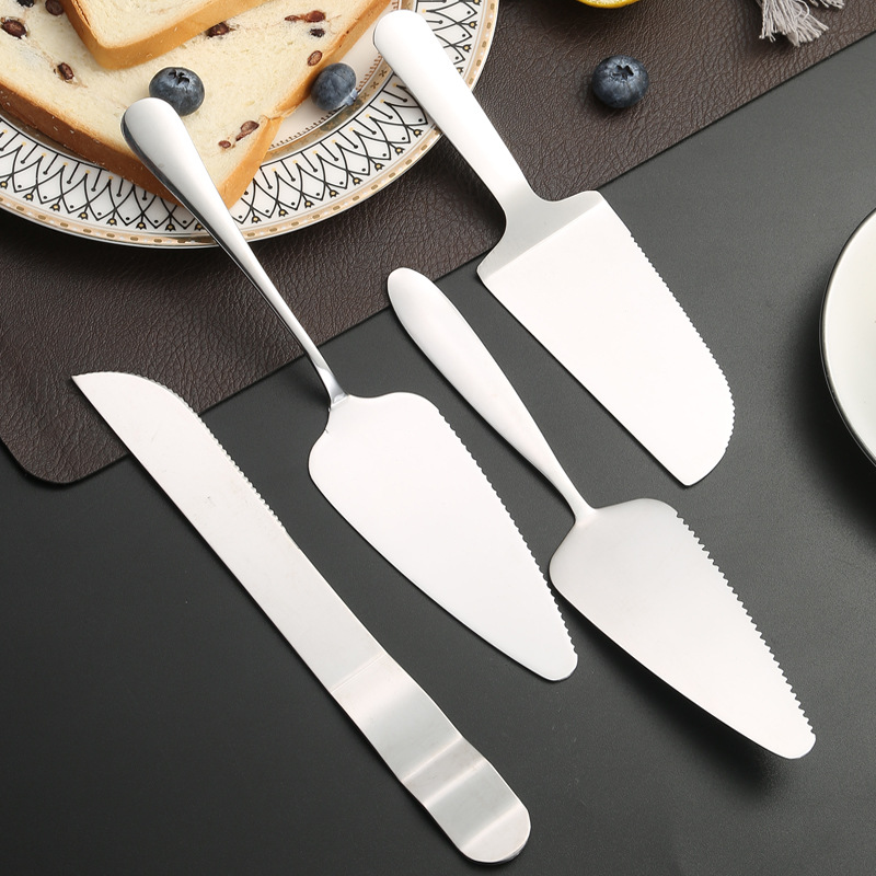 Stainless steel cake knife and fork set, cake spatula and fork set, Western-style dessert dual-purpose fork and spoon, mooncake knife and fork Specification drawing