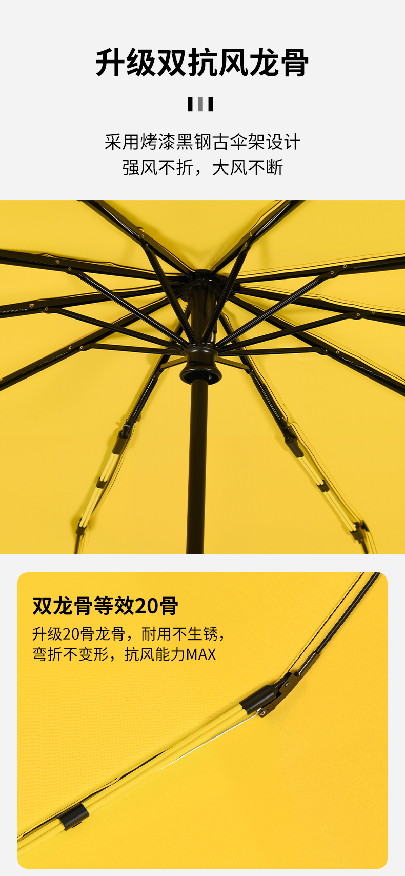S3023 Large fully automatic umbrella Solid color black rubber umbrella Self-opening and closing umbrella suitable for both men and women, large universal umbrella for sunny and rainy days wholesale pic 8