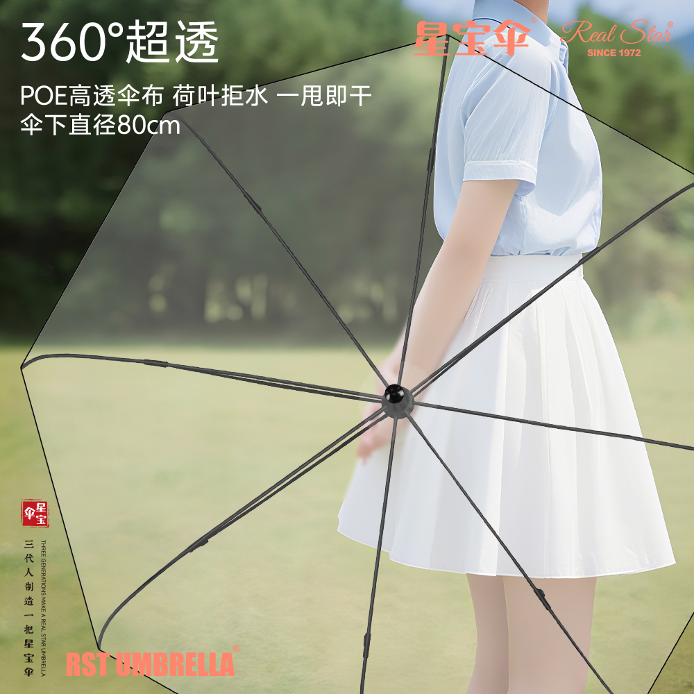Star Treasure Umbrella RST116A adult birdcage-shaped transparent umbrella Apollo arched umbrella Long-handled plastic fully transparent umbrella wholesale Star Treasure Umbrella details Picture