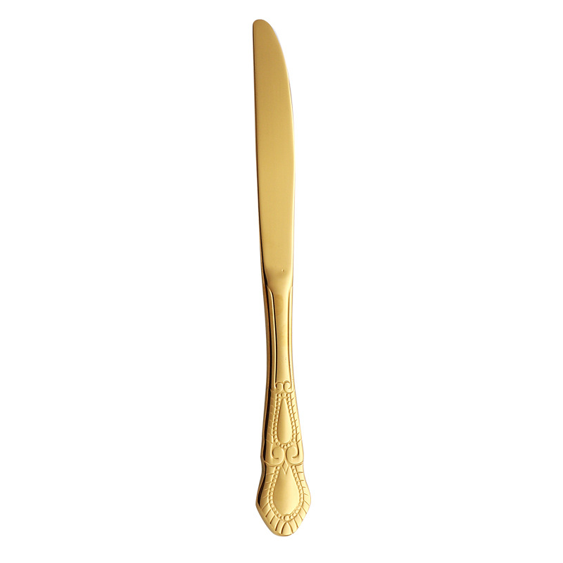 Cross-border imperial court stainless steel knife, fork and spoon, embossed and hollowed-out palace hotel Western cuisine steak knife, fork, dessert spoon tableware Item Picture