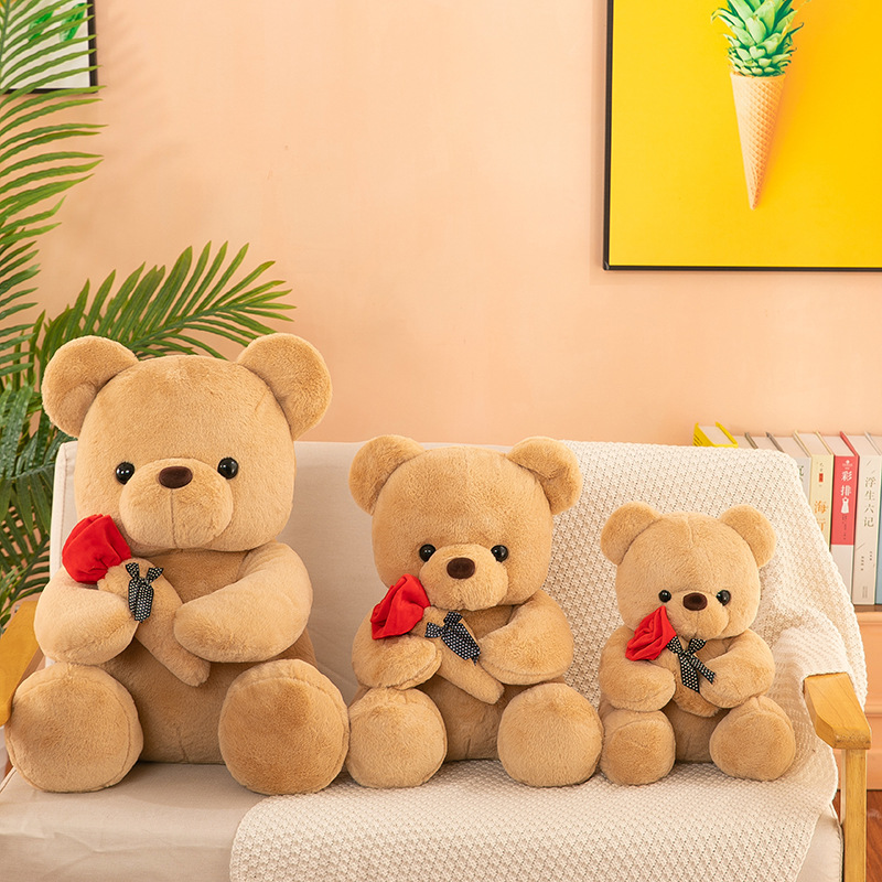 Cute rose bear plush toy, children's doll, Valentine's Day gift, decorative item, plush toy, Rag Doll details Picture