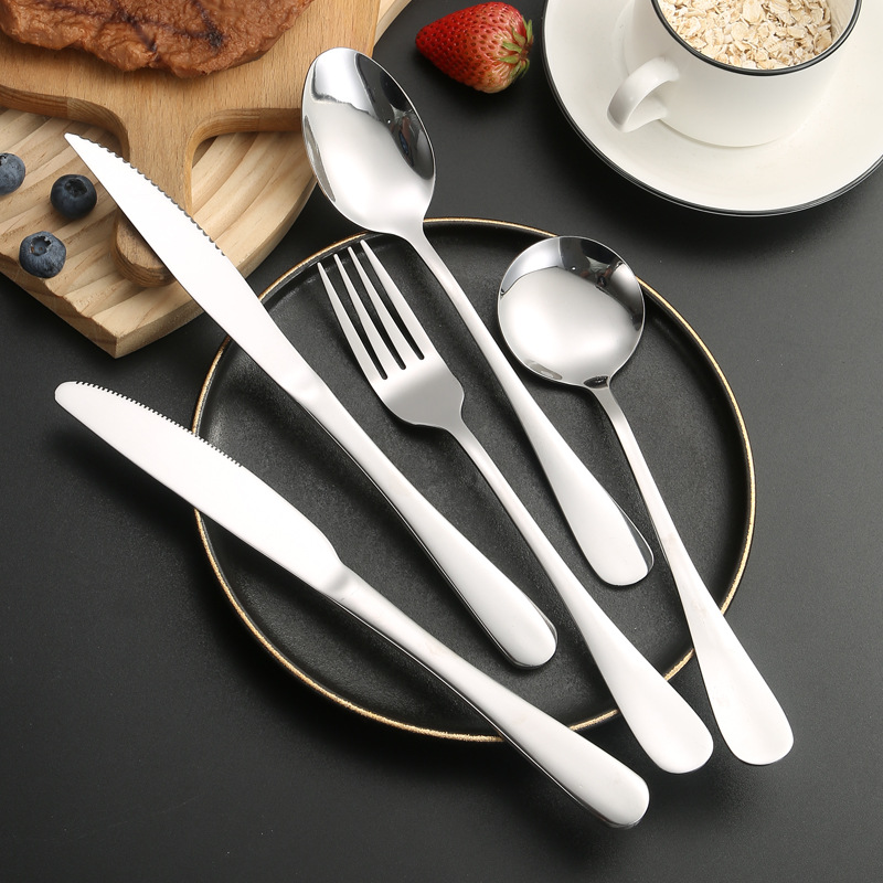 1010 stainless steel tableware, hotel steak-specific knives and forks, household children's eating spoons, Western dessert coffee spoons details Picture