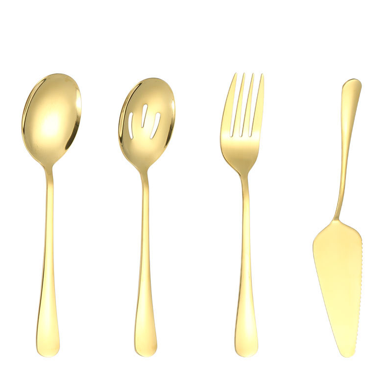 Amazon's best-selling stainless steel tableware public set: knife, fork, spoon, butter knife, cake spatula, service spoon, fork, soup shell, leaky Item Picture