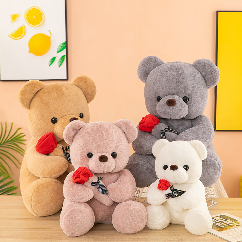 Cute rose bear plush toy, children's doll, Valentine's Day gift, decorative item, plush toy, Rag Doll Specification image