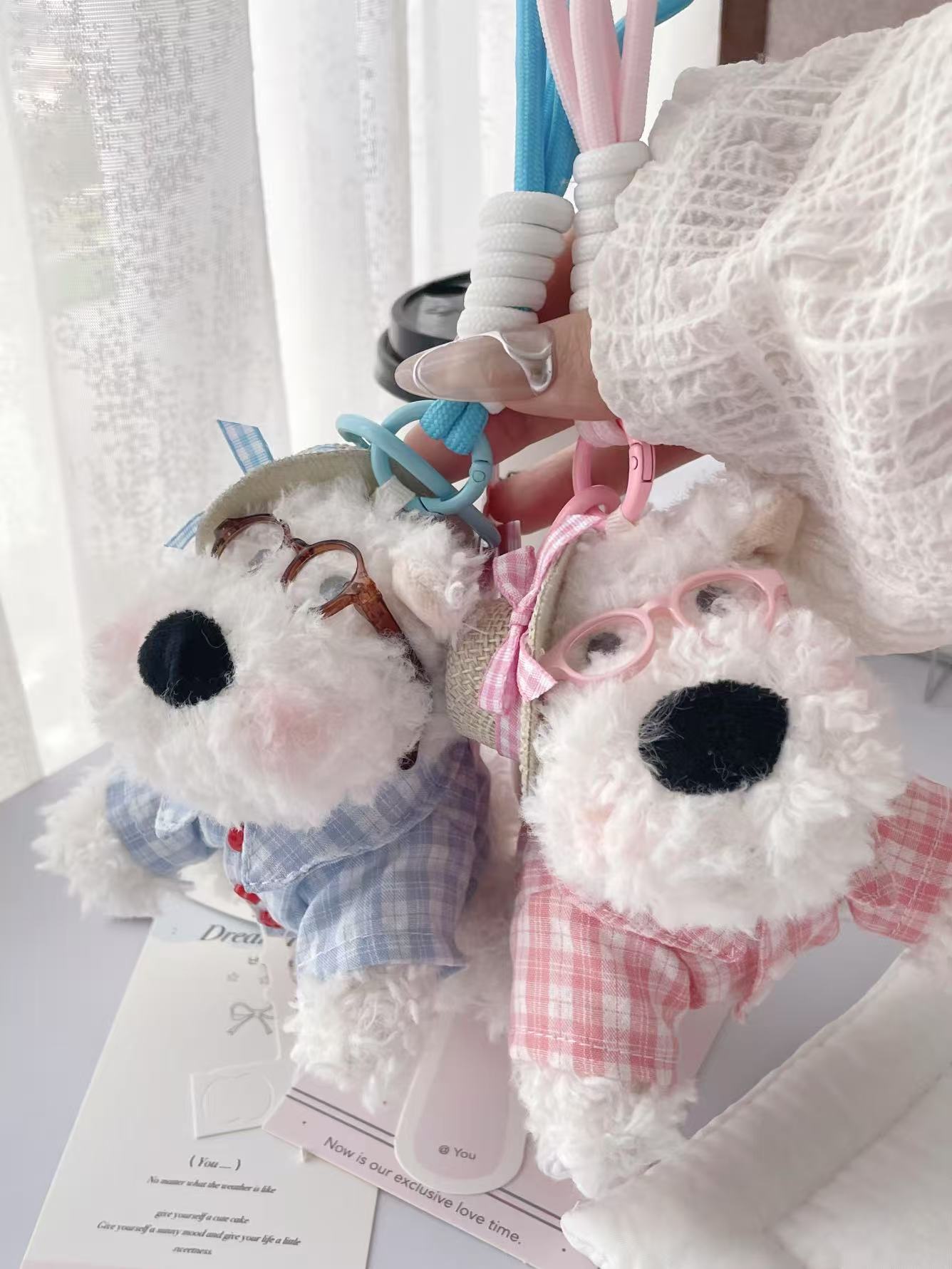 Plush and cute ice cream, West Highland schoolbag pendant, messy puppy keychain pendant, cartoon gift doll