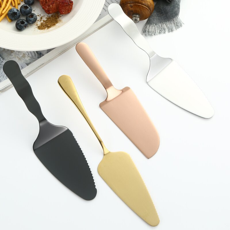 Stainless steel cake knife and fork, dessert fruit fork, multi-functional cheese pizza cake spatula, mooncake knife and fork wholesale Specification drawing