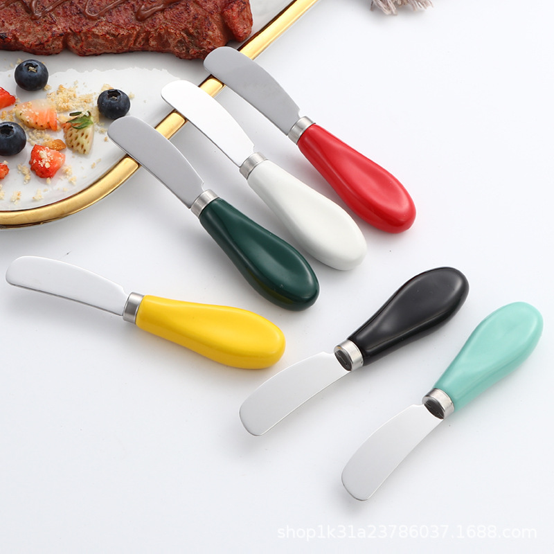Ceramic handle butter knife 430, stainless steel butter knife, jam spatula, cream cheese knife, household cheese knife manufacturer details Picture