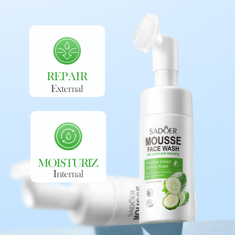 All-english SADOER Cucumber amino Acid Facial Cleanser Mousse Fine Foam Facial Cleanser cross-border export wholesale details Picture