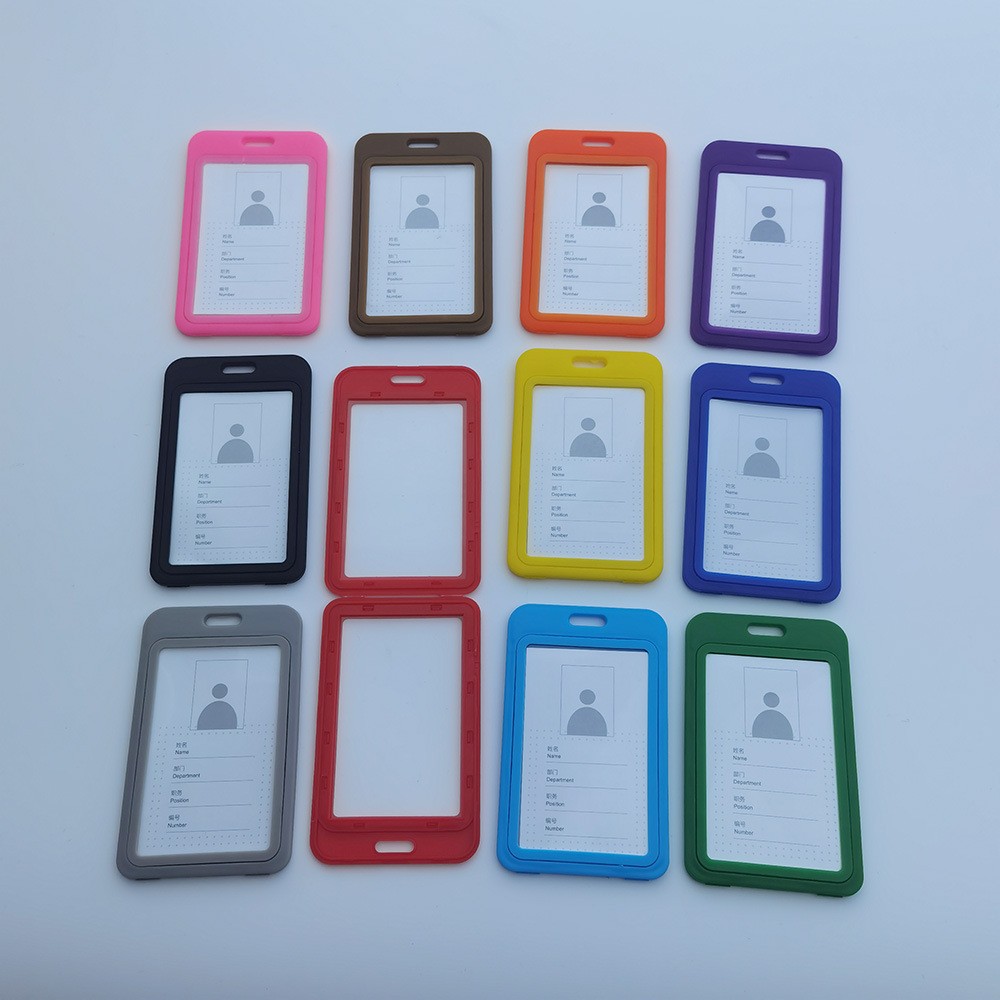 Dust-proof and water-proof transparent work ID card and student ID card lanyard name tag holder, transparent anti-folding simple multi-color name tag holder details Picture