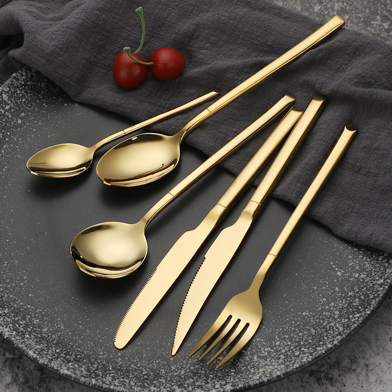 Wholesale 304 stainless steel knives, forks and spoons, hotel steak knives, forks and Western tableware sets plus heavy dessert spoons for restaurants full figure