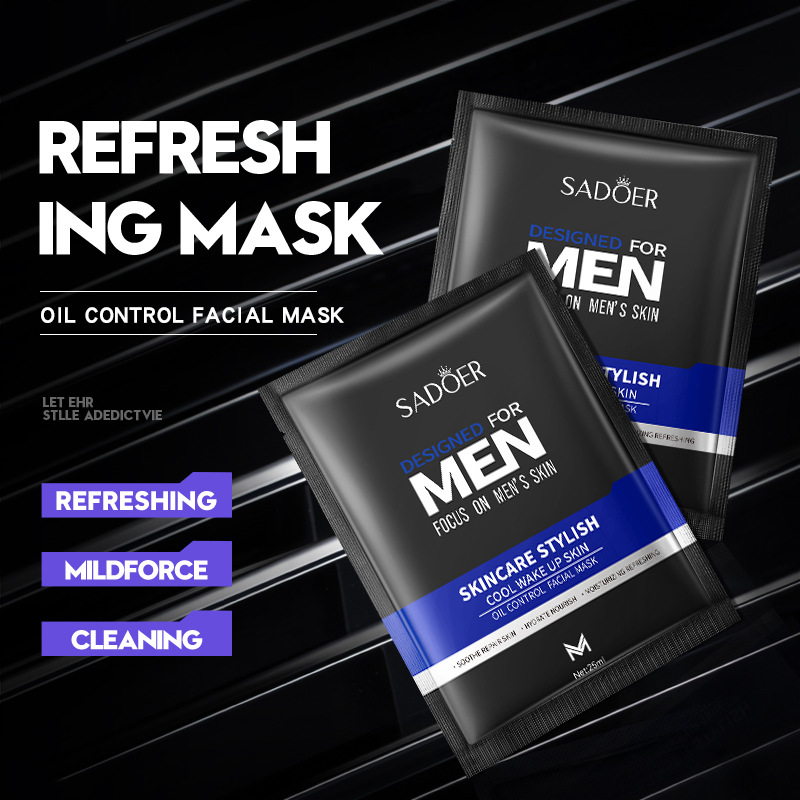 Cross-border wholesale of all-English SADOER Cool Men's oil-Control Facial mask Hydrating and Moisturizing Mask details Picture