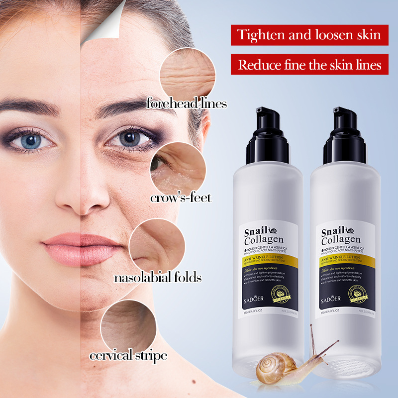 Full English SADOER Snail Collagen Anti-Wrinkle Lotion Moisturizing Facial Water and Lotion cross-border export wholesale Specification drawing