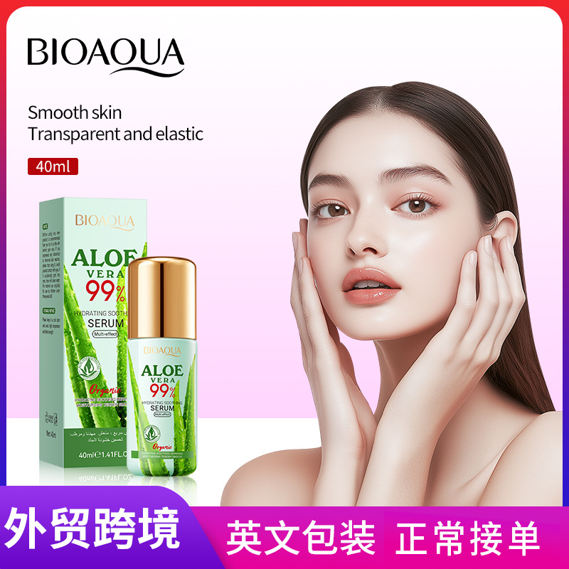 All-english BIOAOUA Aloe Vera Hydrating and Soothing Essence Moisturizing and Hydrating Skin Care Essence Cross-border export wholesale full figure