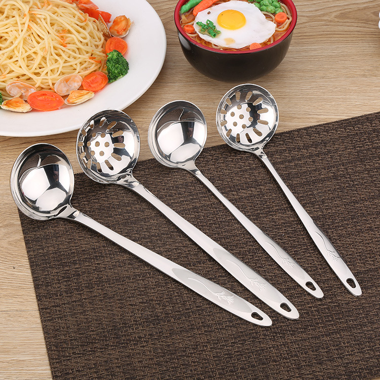 Wholesale sanded stainless steel kitchenware sets, one flower soup shell, soup drain, restaurant household hot pot spoons, kitchen tools details Picture