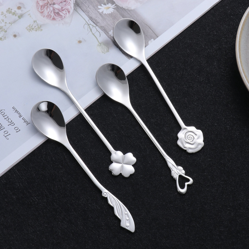 304 stainless steel spoon, creative heart-shaped flower stirring spoon, dessert, ice cream and coffee spoon Logo manufacturer details Picture