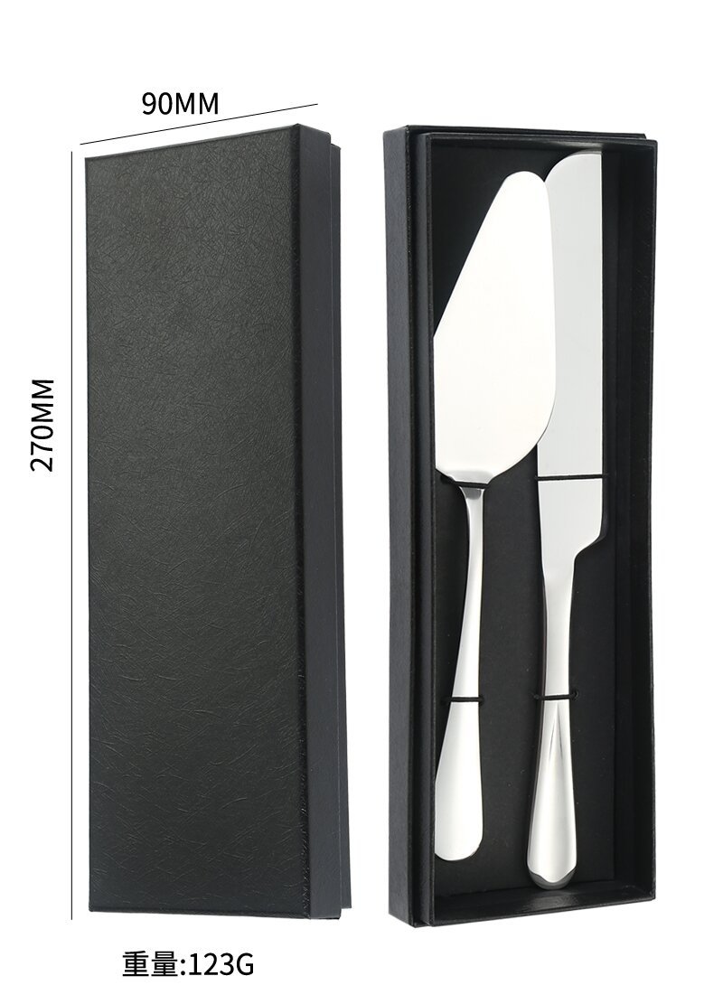 Cross-border Amazon stainless steel cake knife and spatula two-piece set Wedding Creative Party Kitchen Baking set Specification drawing