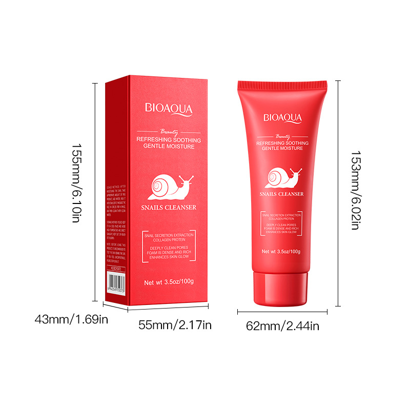 Full English BIOAOUA Snail Moisturizing Cleansing Facial Cleanser Cross-border export wholesale Item Picture