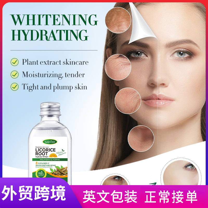 Cross-border export wholesale of SADOER Licorice Hydrating Whitening Malaysian Glycerin Brightening Essence Oil in full English full figure