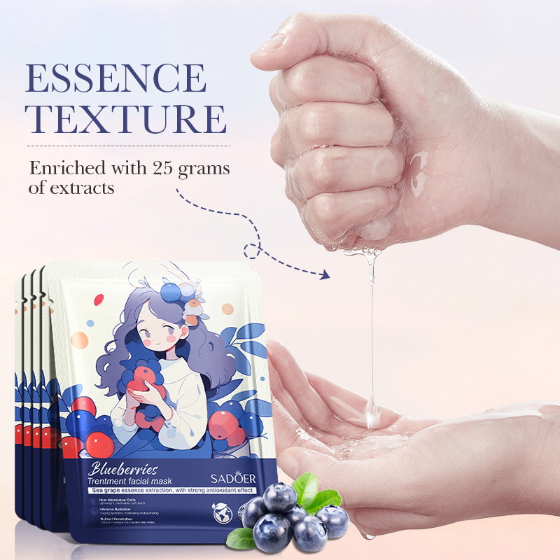 Cross-border wholesale of SADOER blueberry Repair Mask for hydrating, moisturizing and nourishing the skin in full English Item Picture