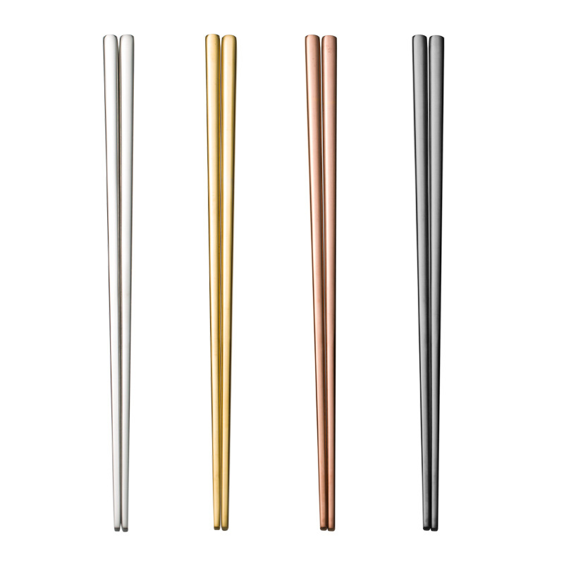 European-style simple 304 stainless steel chopsticks, household anti-slip chopsticks, titanium-coated multi-color hollow heat-resistant square chopsticks, restaurant Item Picture